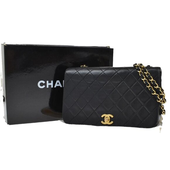 CHANEL CC Matelasse 23 Full Flap Chain Shoulder Bag Leather Black GHW 645RL323 - Picture 1 of 16